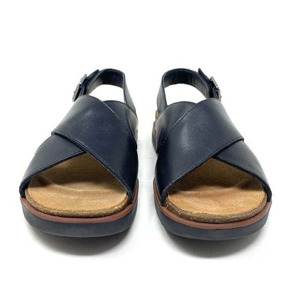 Clarks Women's Elayne Cross Sandal Black Leather - Picture 3 of 7